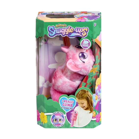 Doos Snuggleups Roze Voorkant De voorkant van de doos van het roze diertje Animagic Snuggleups Roze