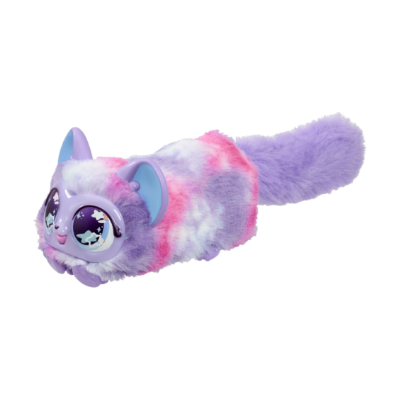 Inhoud Doos Snuggleups Paars Linkerhoek Het diertje van de Animagic Snuggleups Paars vanuit een linkerhoek
